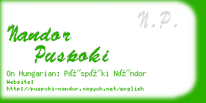 nandor puspoki business card